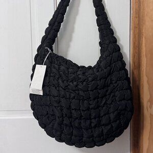 COS Black Oversize Cloud Quilted Crossbody Bag